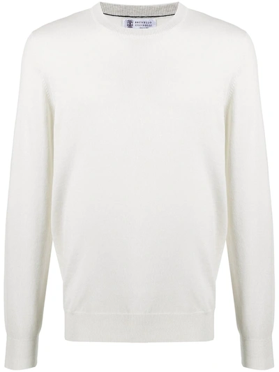 Shop Brunello Cucinelli Crew Neck Sweater In White