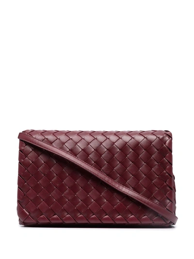 Shop Bottega Veneta Intrecciato Weave Shoulder Bag In Red