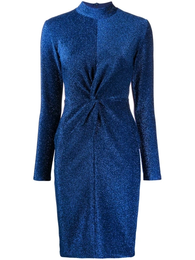 Shop Karl Lagerfeld Sparkle Effect Ruched Detail Dress In Blue