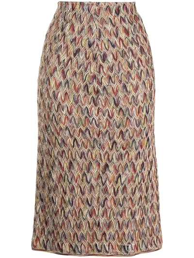 Pre-owned Missoni Crocheted Pencil Skirt In Metallic