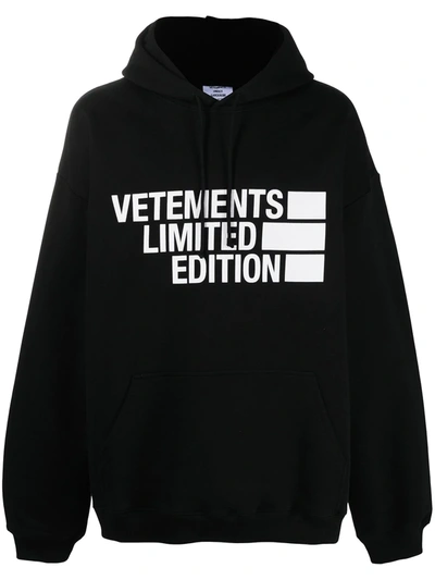 Shop Vetements Oversized Logo-print Hoodie In Black