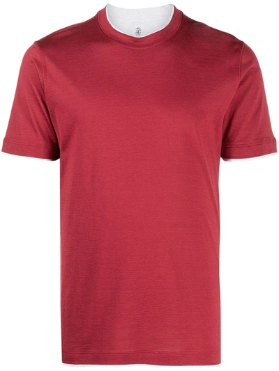 Shop Brunello Cucinelli Layered-design T-shirt In Red