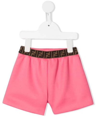 Shop Fendi Ff-logo Waistband Shorts In Pink