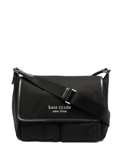 Shop Kate Spade Logo Plaque Crossbody Bag In Black
