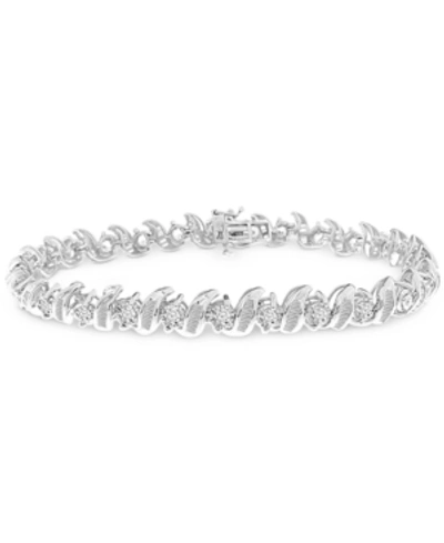 Shop Macy's Diamond Link Bracelet (3 Ct. T.w.) In 10k White Gold