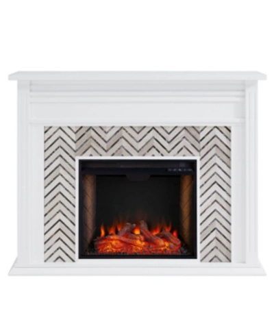 Shop Southern Enterprises Elior Marble Tiled Alexa-enabled Electric Fireplace In White