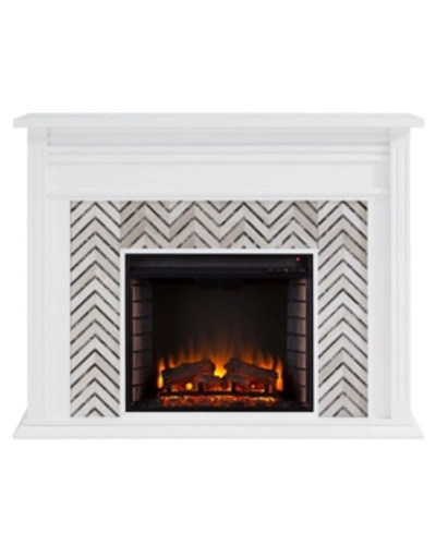 Shop Southern Enterprises Elior Marble Tiled Electric Fireplace In Gray