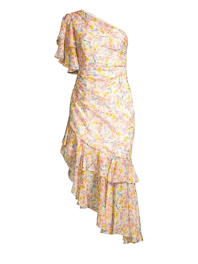 Shop Amur Women's Clayton Floral One-shoulder Ruffle Dress In Wild Meadow Multi