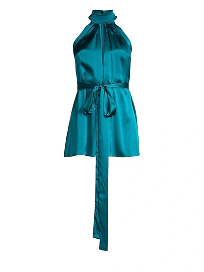 Shop Alexis Women's Rayelynn Silk Tie-waist Romper In Capri Blue
