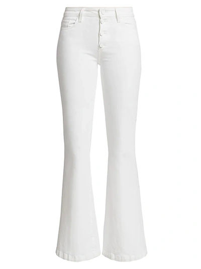 Shop Paige Jeans Genevieve High-rise Flare Jeans In Crisp White