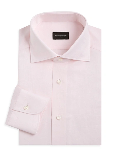Shop Ermenegildo Zegna Micro-tic Cotton Dress Shirt In Pink