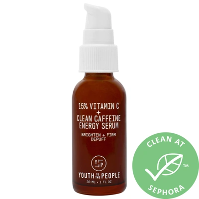 Shop Youth To The People 15% Vitamin C + Caffeine Energy Brightening Serum For Uneven Tone 1 oz / 30 ml