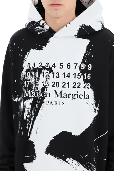 Shop Maison Margiela Logo Hoodie In Black,white