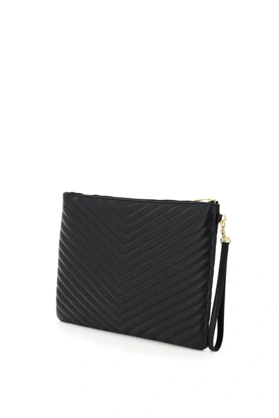 Shop Saint Laurent Quilted Pouch Monogram In Black