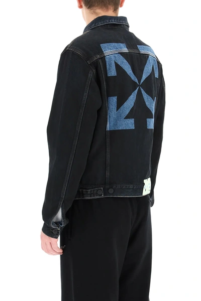 Shop Off-white Slim Stencil Denim Jacket In Black,blue