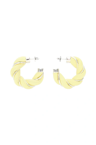 Shop Bottega Veneta Torcillon Loop Earrings In Yellow,silver