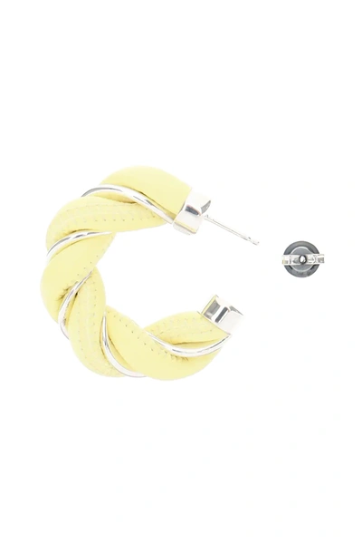 Shop Bottega Veneta Torcillon Loop Earrings In Yellow,silver