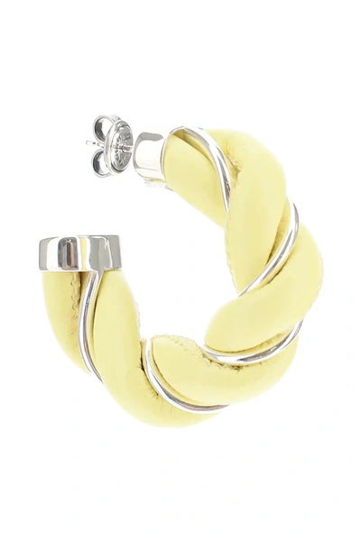 Shop Bottega Veneta Torcillon Loop Earrings In Yellow,silver