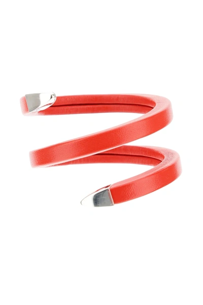 Shop Bottega Veneta Spiral Bracelet In Red