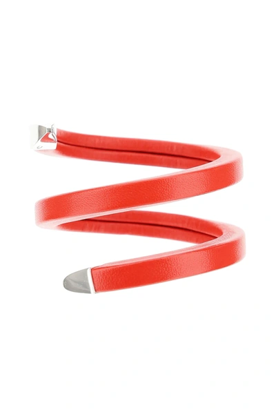 Shop Bottega Veneta Spiral Bracelet In Red