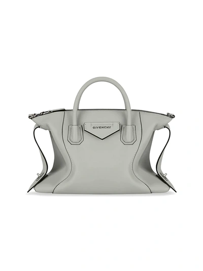 Shop Givenchy Small Antigona Soft Leather Tote In Pearl Grey