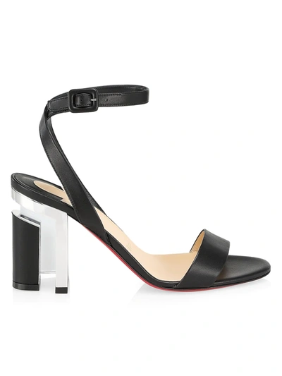 Shop Christian Louboutin Women's Tournikouna Plexi-heel Leather Sandals In Black Nickel