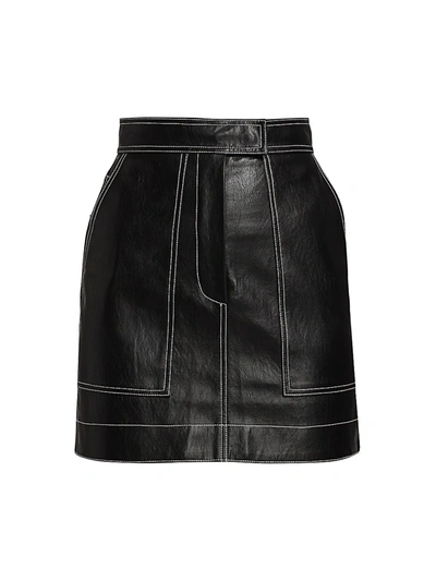 Shop Lvir Pleasant Utility Faux Leather Stitch Mini Skirt In Black