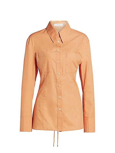 Shop Lvir Pleasant Utility Lace-up Poplin Shirt In Apricot