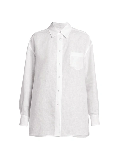 Shop Loro Piana Women's Fabienne Solaire Linen Shirt In Optical White
