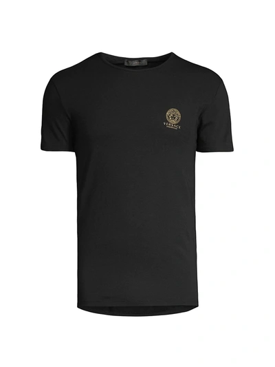 Shop Versace Men's Logo Crest T-shirt In White Black