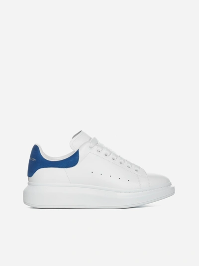 Shop Alexander Mcqueen Oversize Leather Sneakers In White - Blue