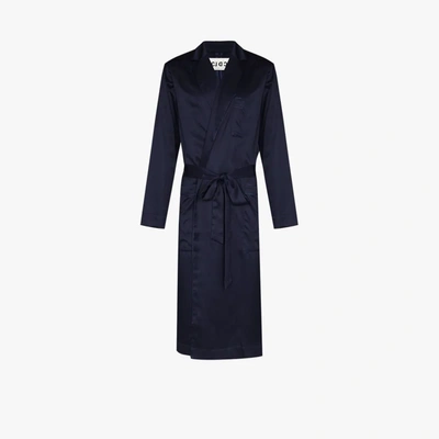 Shop Cdlp Navy Home Robe Long Dressing Gown In Blue