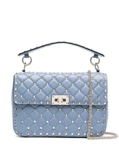Shop Valentino Medium Rockstud Spike Crossbody Bag In Blue
