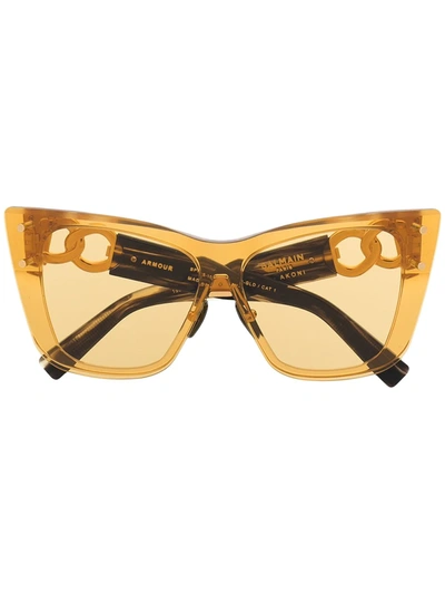 Shop Balmain Eyewear X Akoni Chain-arm Sunglasses In Yellow