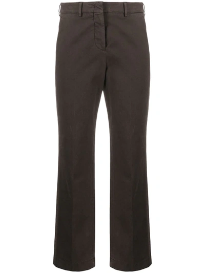 Shop Incotex Cropped Cotton Trousers In Brown
