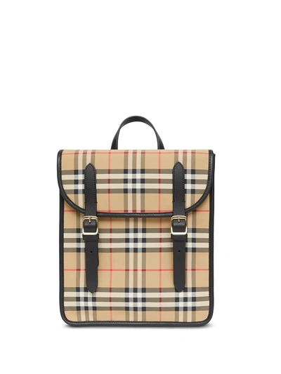 Shop Burberry Nova Check Econyl® Satchel Backpack In Brown ,black