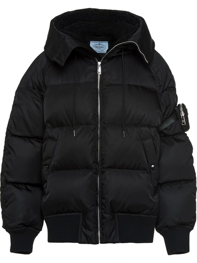 Shop Prada Re-nylon Gabardine Puffer Jacket In Black