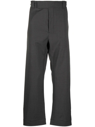 Shop Prada Straight-leg Wool Trousers In Grey