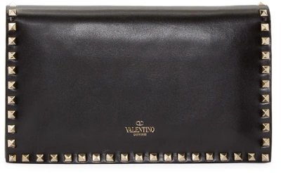Shop Valentino Black Rockstud Wristlet Clutch