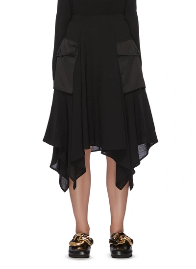 Shop Jw Anderson Asymmetric Drape Hem Midi Cargo Skirt In Black