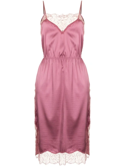 Shop Fleur Du Mal Lace-trimmed Slip Dress In Pink