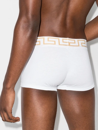 Shop Versace Printed Waistband Boxer Briefs In White