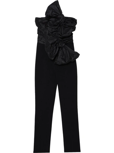 Shop Carolina Herrera Bow-detail Silk Jumpsuit In Black
