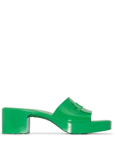 Shop Gucci 60mm Block-heel Sandals In Green