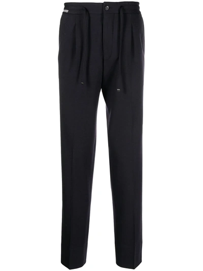 Shop Corneliani Straight-leg Drawstring Waist Track Pants In Blue