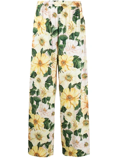 Shop Dolce & Gabbana Floral Palazzo Trousers In Yellow