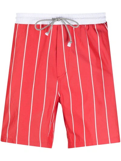 Shop Brunello Cucinelli Striped Swim Shorts In Red