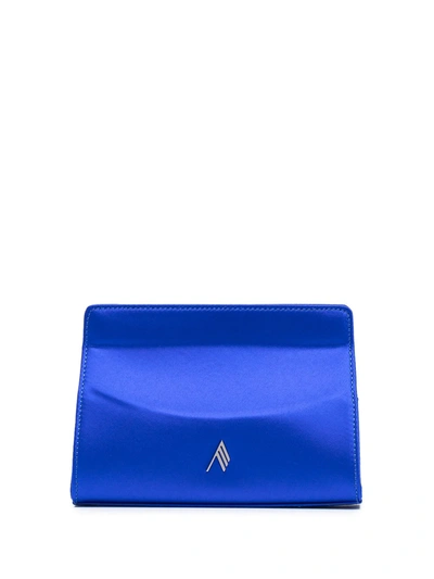 Shop Attico Logo-plaque Satin Clutch In Blue