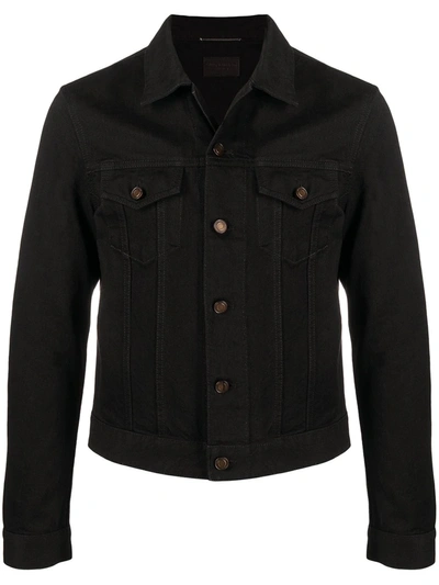 Shop Saint Laurent Denim Shirt Jacket In Black