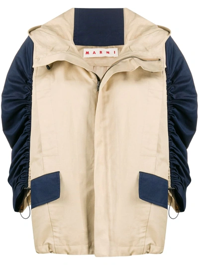 Shop Marni Contrast-sleeve Jacket In Neutrals